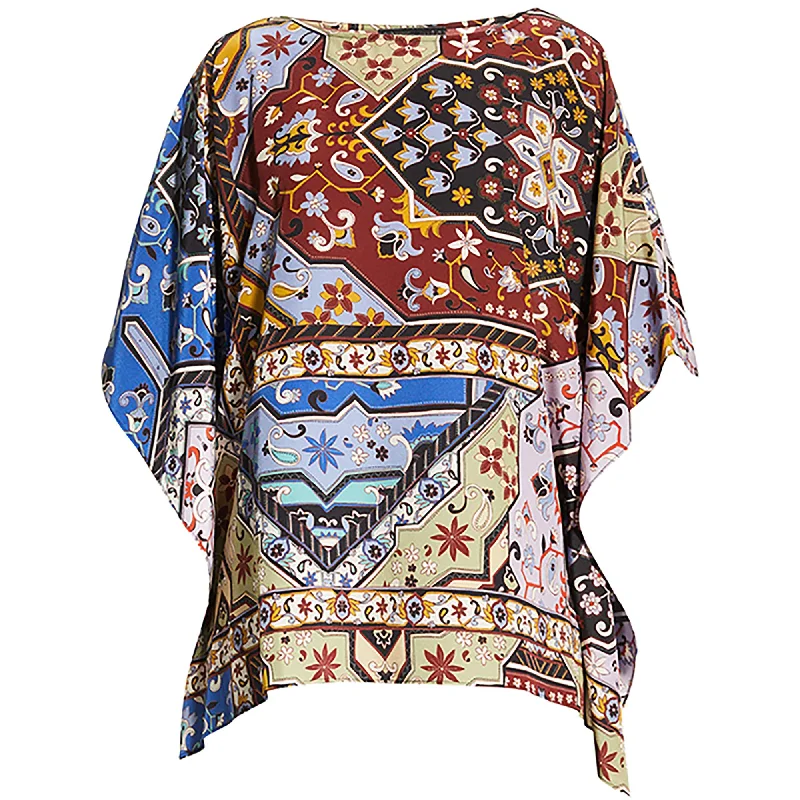 Johnny Was Women's Miklos Silk Easy Top Blouse Kimono Short Poncho