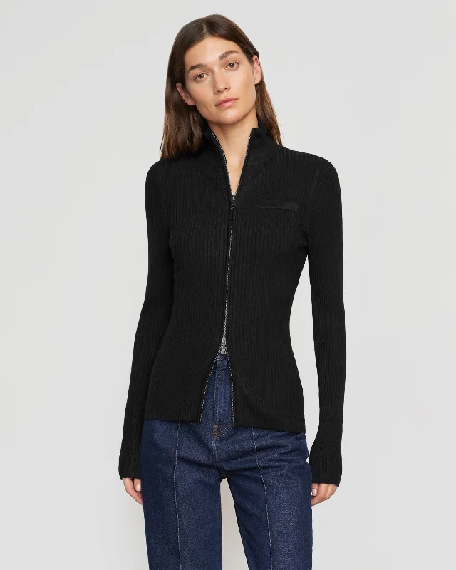 Kaine Ribbed Two-Way Zip Sweater