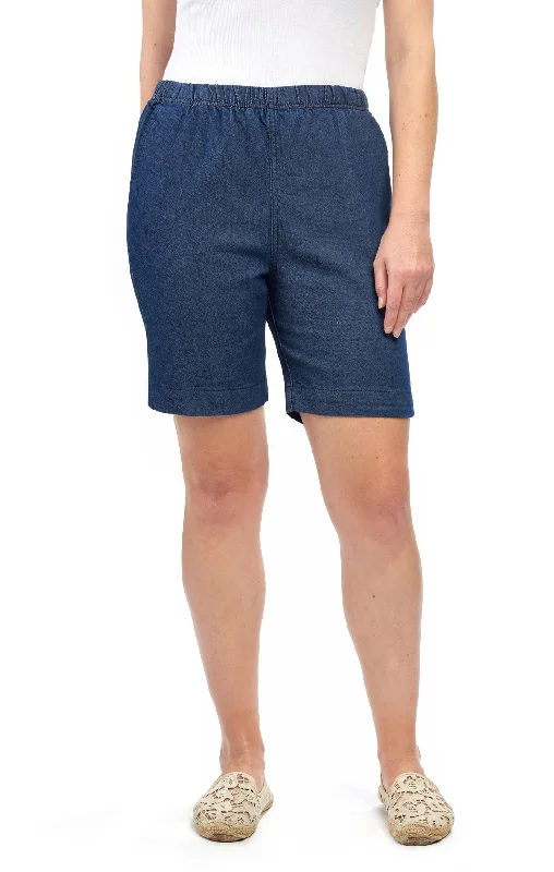 Women’s Pull On Denim & Twill Shorts – Stretch Waist Frees You from Binding Zippers and Buttons