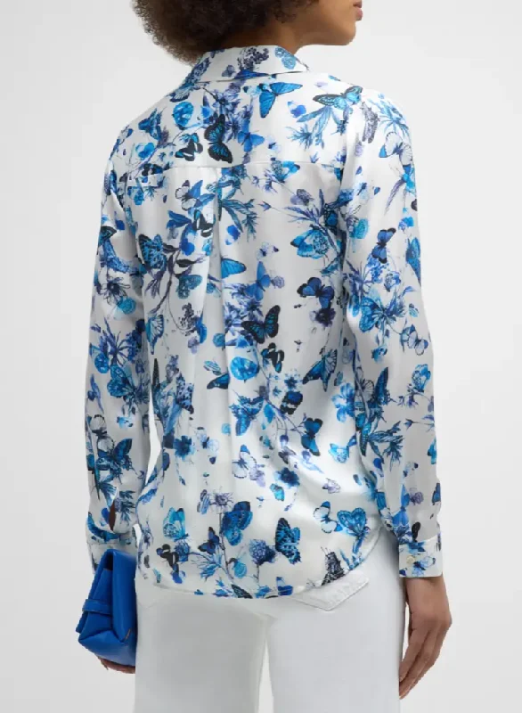 L'Agence Tyler Blouse White/Blue Butterflies