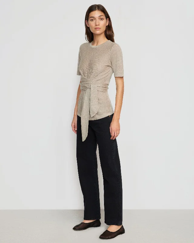 Lark Tie-Front Linen Sweater