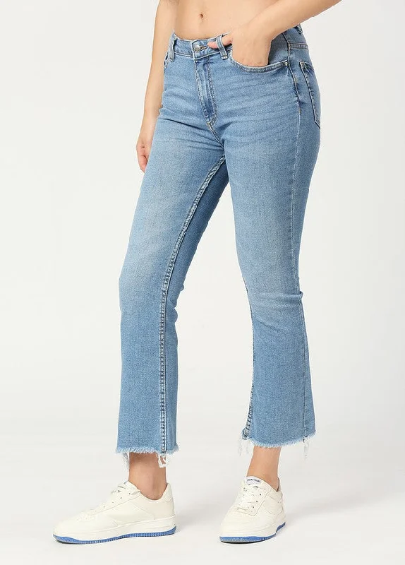 Light Blue Phoenix Cropped Flare Jeans