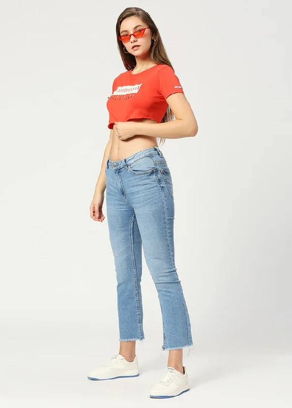 Light Blue Phoenix Cropped Flare Jeans