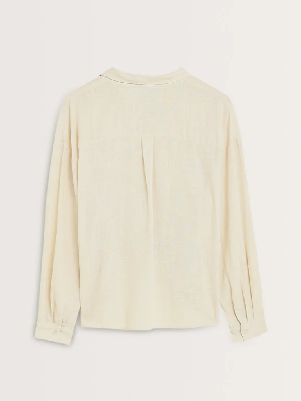 LOV Beige Knot-Detailed Blouse