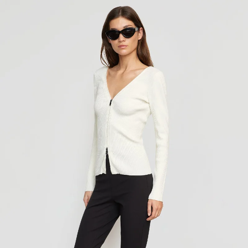 Luna V-Neck Two-Way Zip Sweater