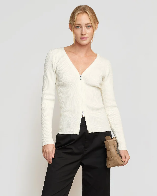 Luna V-Neck Two-Way Zip Sweater