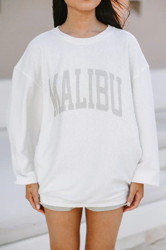 Malibu White Graphic Corded Sweatshirt