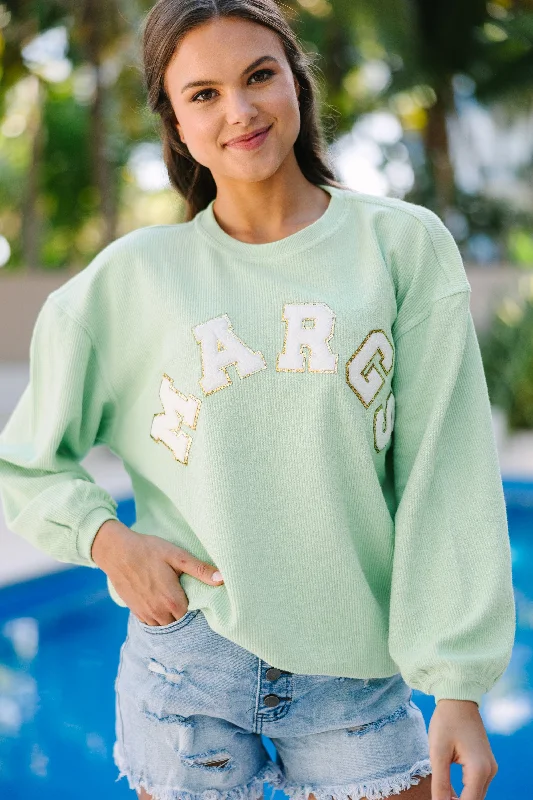 Margs Melon Green Varsity Corded Sweatshirt