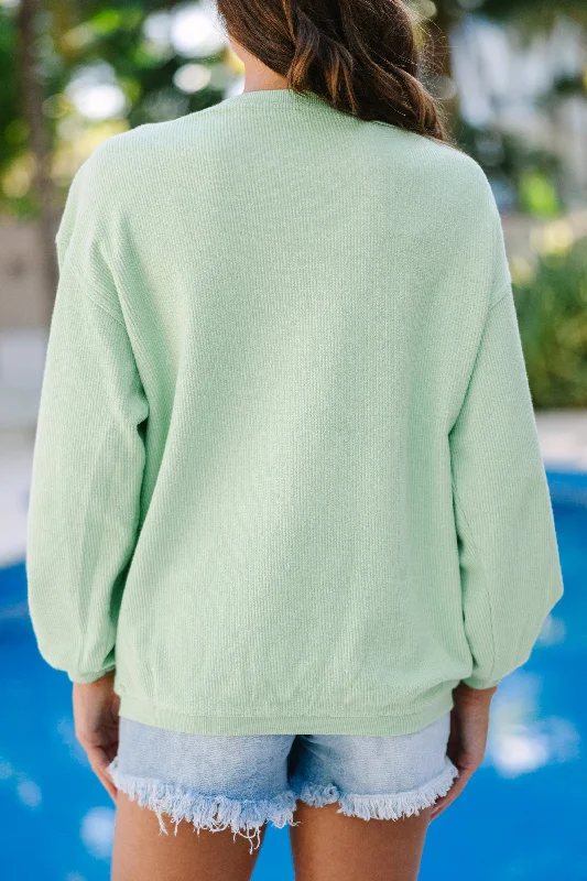 Margs Melon Green Varsity Corded Sweatshirt