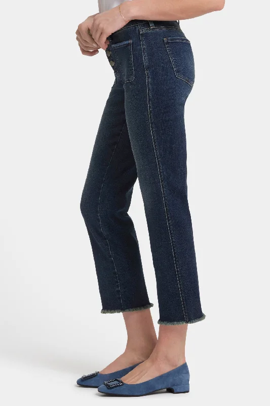 Marilyn Straight Ankle Jeans - Lotus Gardens