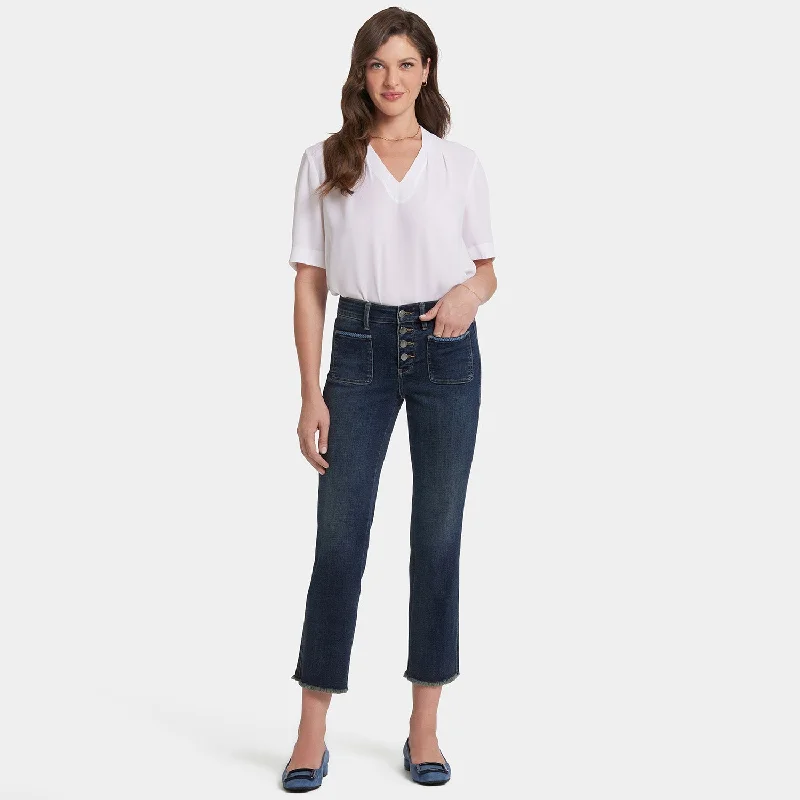 Marilyn Straight Ankle Jeans - Lotus Gardens