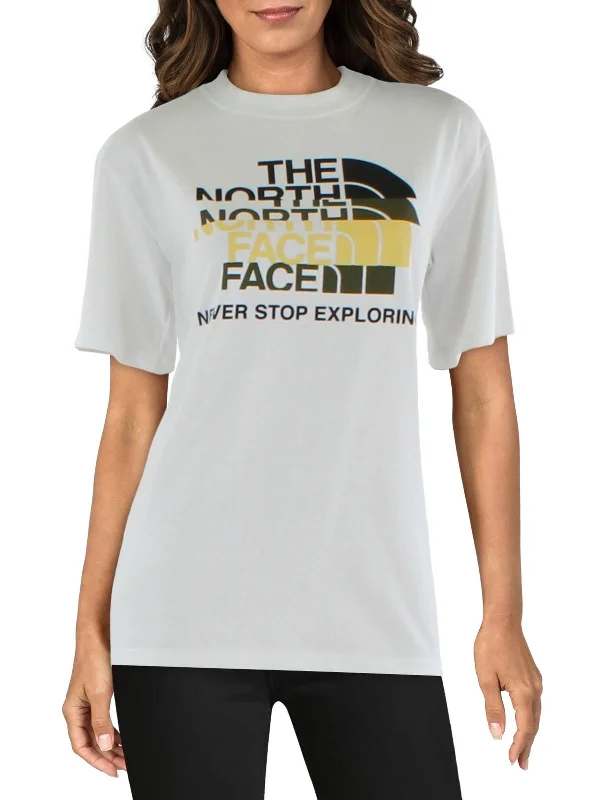 Never Stop Exploring Womens Logo Short Sleeve Graphic T-Shirt