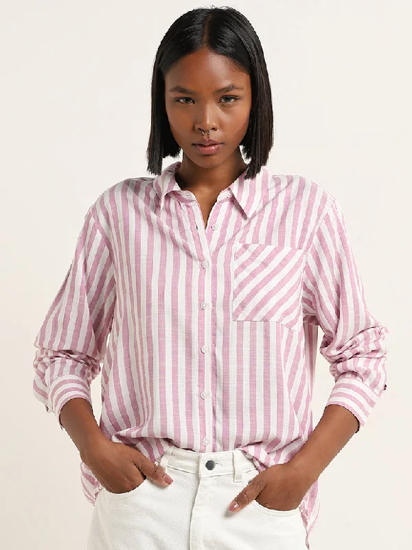 Nuon Pink Striped Design Shirt