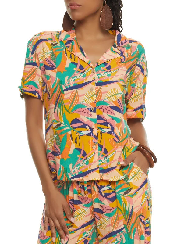 Tropical Print Short Sleeve Shirt