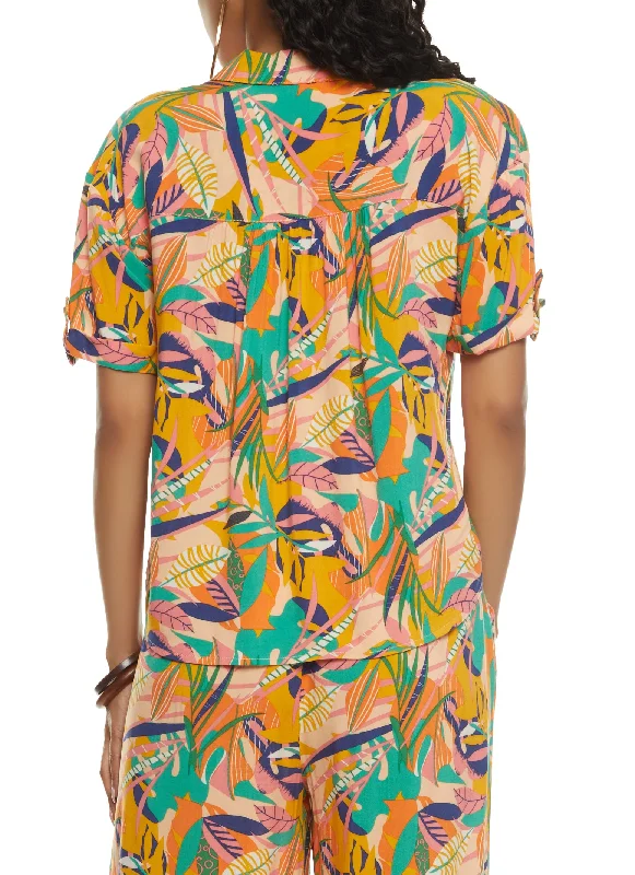 Tropical Print Short Sleeve Shirt