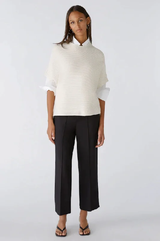 Oui Short Sleeve Ribbed Sweater