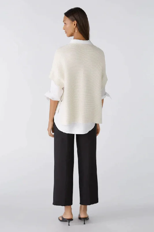 Oui Short Sleeve Ribbed Sweater