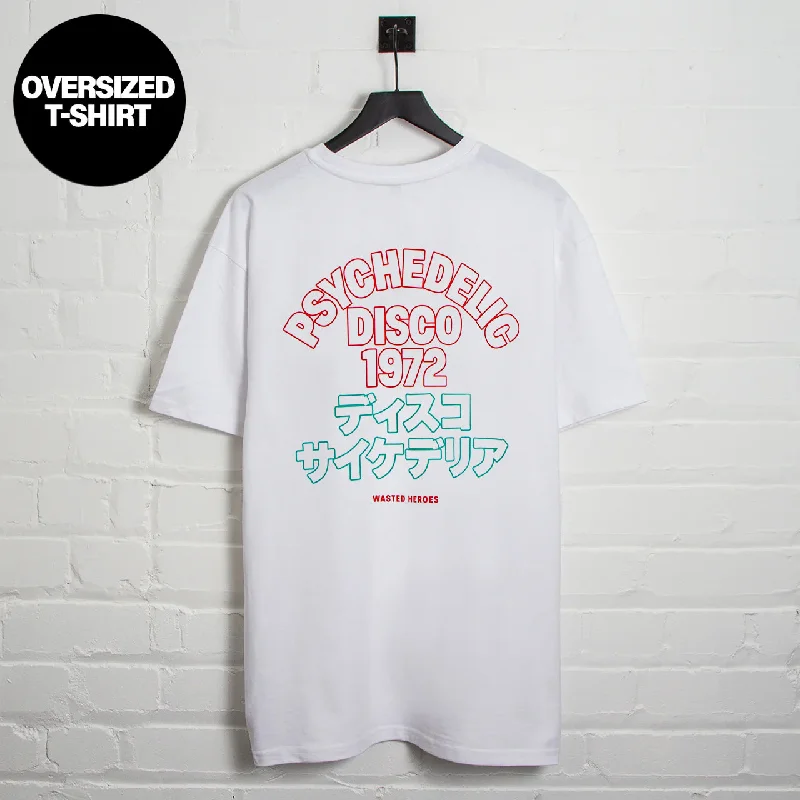 Outline 1972 Psychedelic Disco Back Print - Oversized Tshirt - White