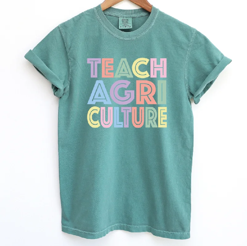 Pastel Lines Teach Agriculture ComfortWash/ComfortColor T-Shirt (S-4XL) - Multiple Colors!