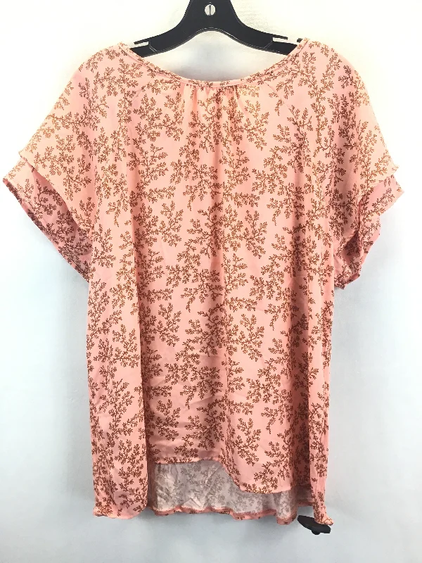 Peach Blouse Short Sleeve Loft, Size Xl