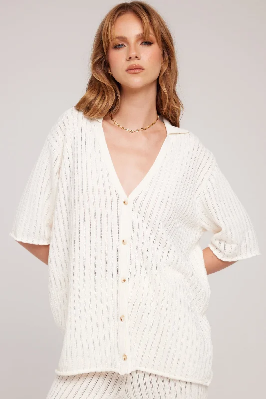 Perfect Stranger Solstice Knit Short Sleeve Shirt Cream