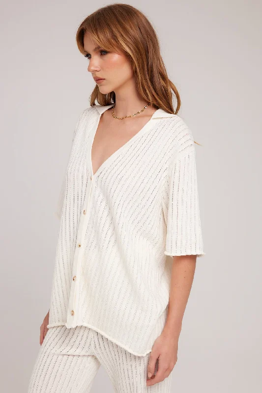 Perfect Stranger Solstice Knit Short Sleeve Shirt Cream