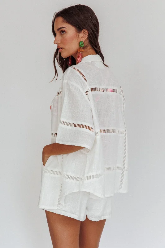 Phoebe Short Sleeve Buttoned Shirt White