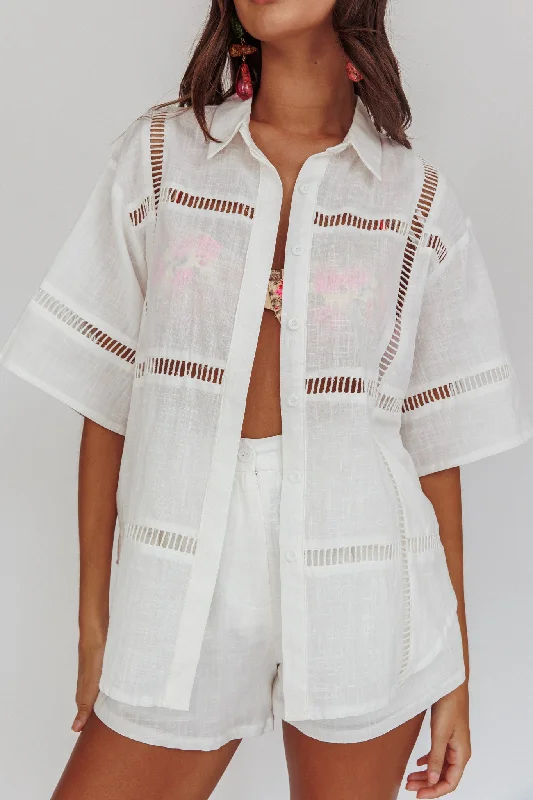 Phoebe Short Sleeve Buttoned Shirt White