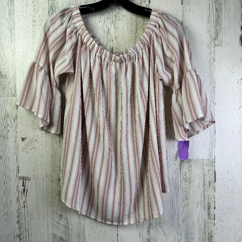 Pink & White Blouse Short Sleeve Peppermint, Size S