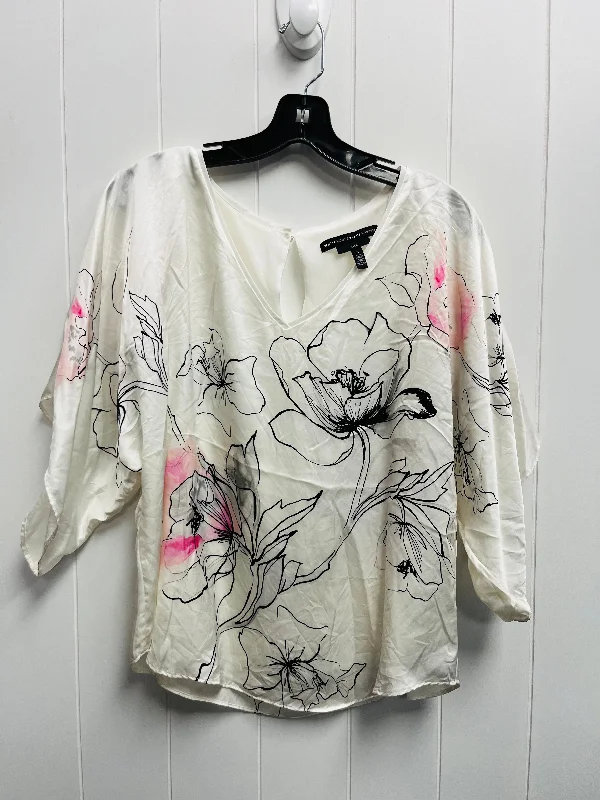 Pink & White Blouse Short Sleeve White House Black Market, Size S