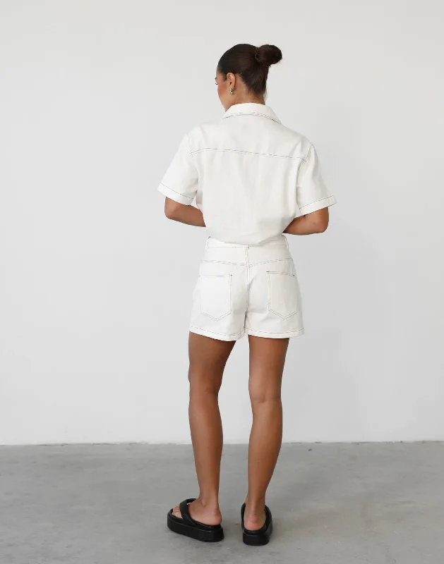 Raina Denim Shorts (White)