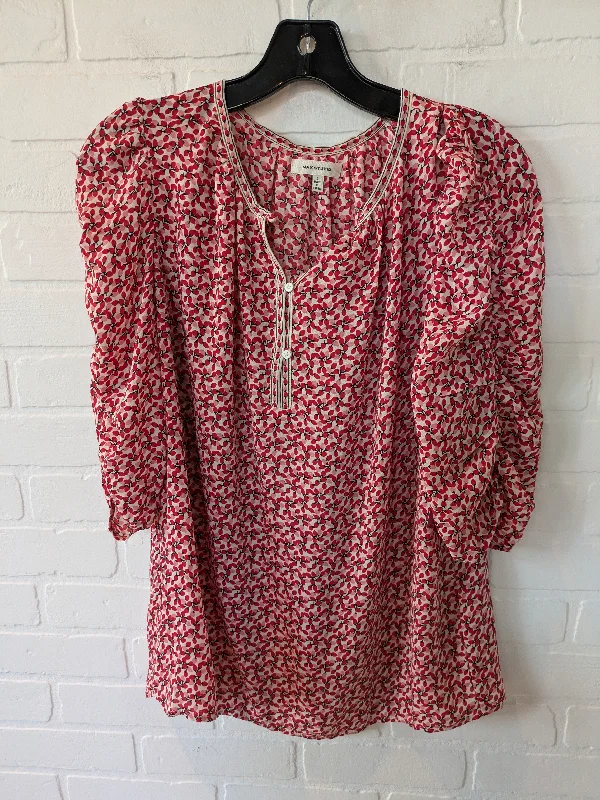 Red Blouse Short Sleeve Max Studio, Size L