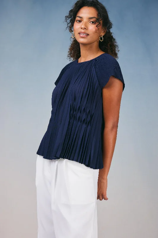 Pleated Cap Sleeve Top