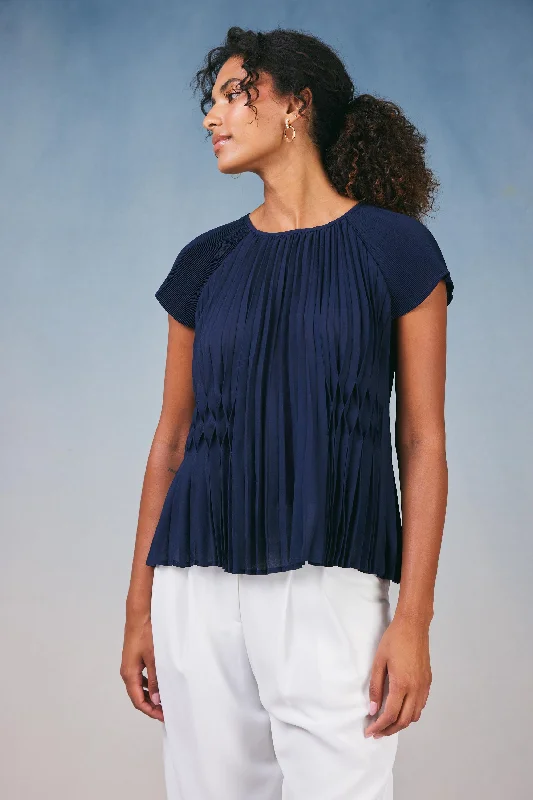 Pleated Cap Sleeve Top