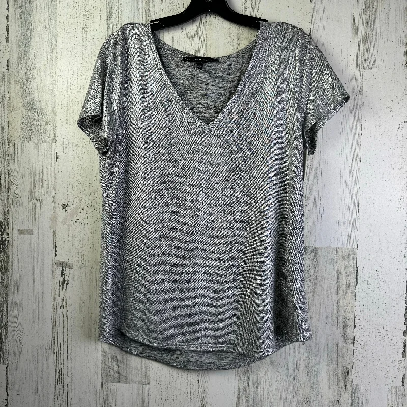 Silver Blouse Short Sleeve White House Black Market, Size L