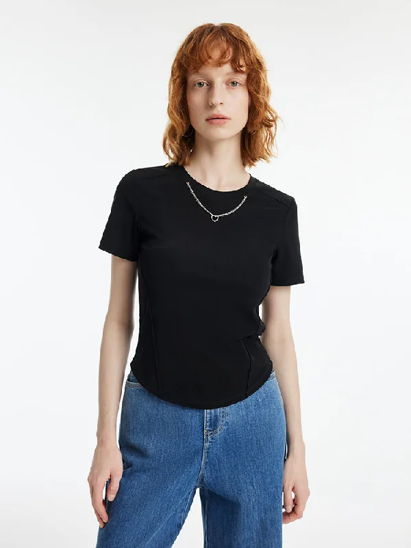 Slim Women T-shirt With Detachable Chain