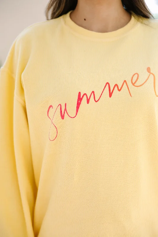 Sweet Summertime Yellow Corded Graphic Sweatshirt