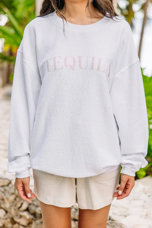 Tequila White Corded Graphic Sweatshirt