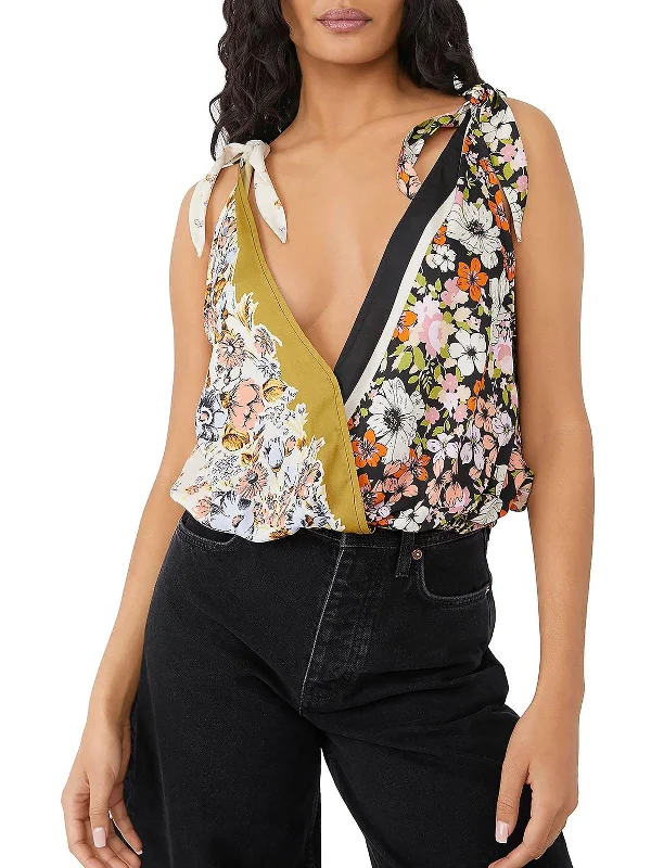 Tied To You Womens Printed Tank Wrap Top