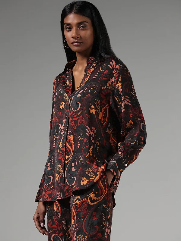 Wardrobe Brown Paisley Printed Shirt