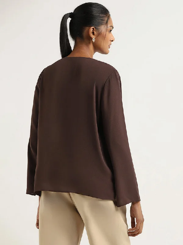 Wardrobe Brown Ruffled Top