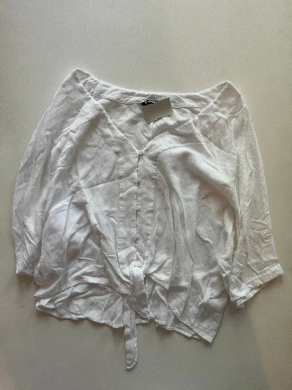 White Blouse Short Sleeve Express, Size M