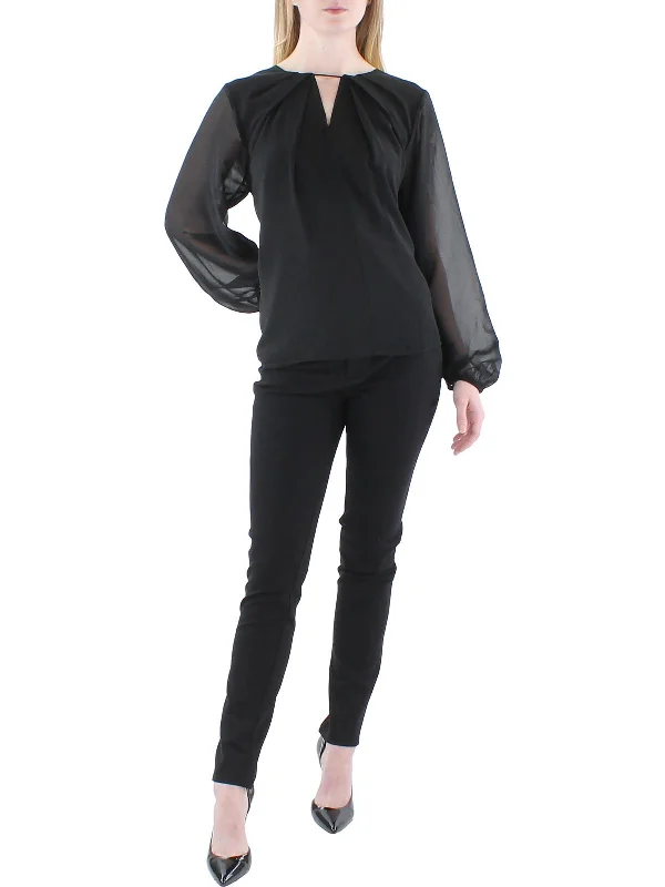 Womens Chiffon Keyhole Blouse