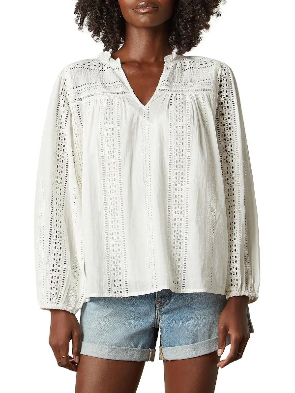 Womens Cotton Eyelet Blouse