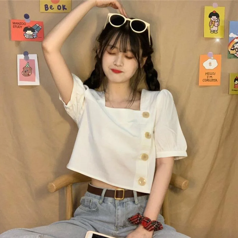 Women's Cute Square Collar Short Tops