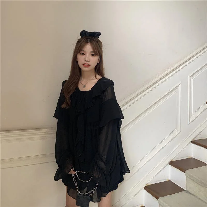 Women's Harajuku Long Sleeved Chiffon Shirts