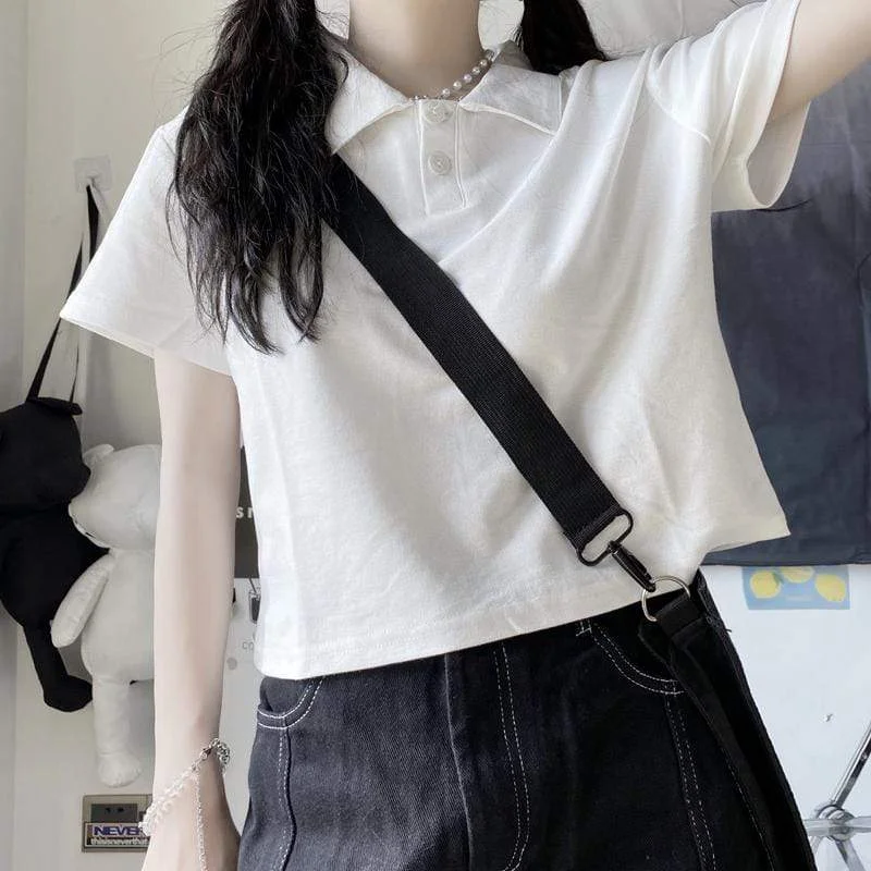 Women's Harajuku Solid Color Short Shirts