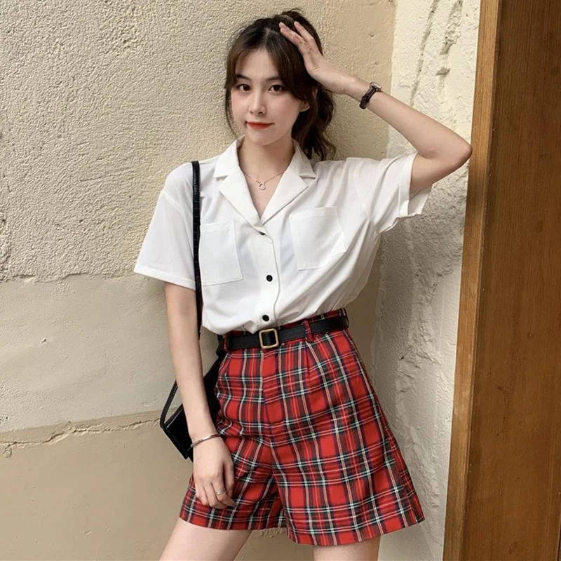 Women's High-waist Plaid Short