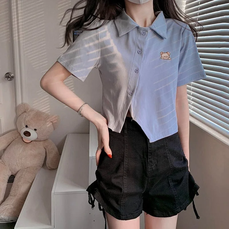 Women's Kawaii Bear Short Sleeved Shirt