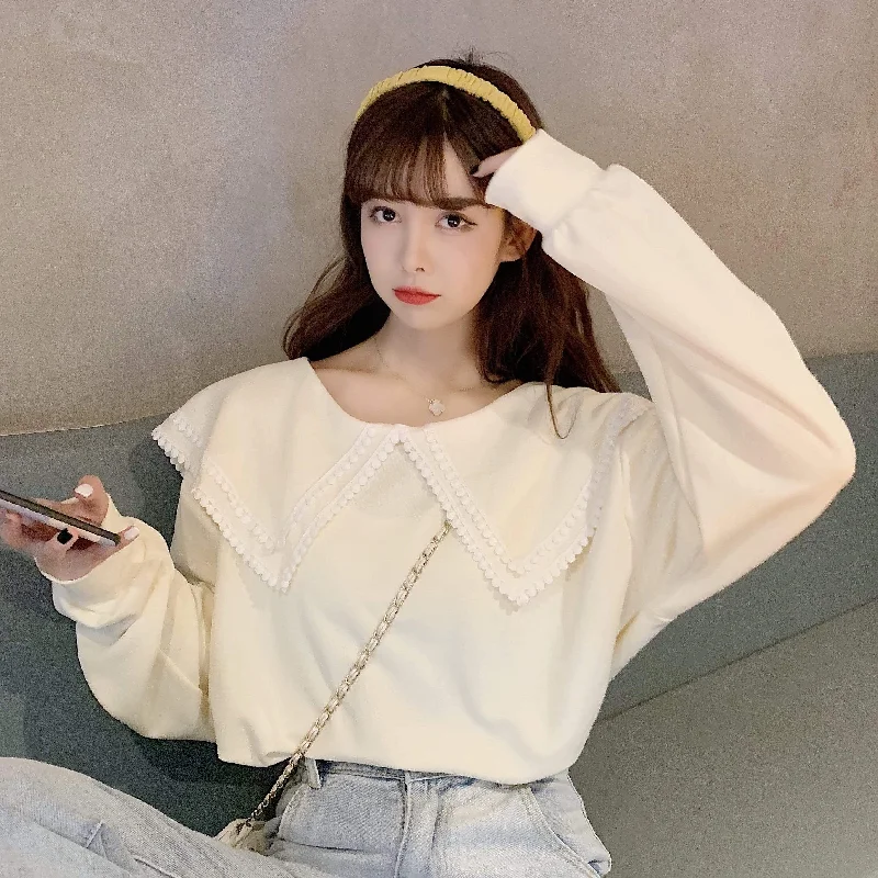 Women's Korean Fashion Large Lapel Sweaters  